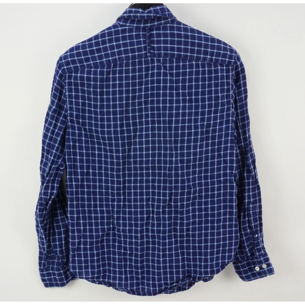 Banana Republic Camden 100% Linen Men's Medium Blue‎ Check Button Down Shirt